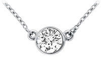 14K White Gold : Bezel Set Round Diamond Solitaire Pendant - 0.33 CT. TW.
