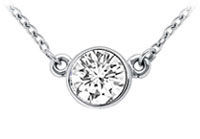 14K White Gold : Bezel Set Round Diamond Solitaire Pendant - 0.50 CT. TW.