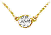 14K Yellow Gold : Bezel Set Round Diamond Solitaire Pendant - 0.25 CT. TW.