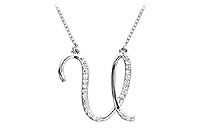 Diamond Letter U Script Initial Pendant : 14K White Gold - 0.15 CT Diamonds