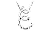 14K White Gold Letter E Script Pendant