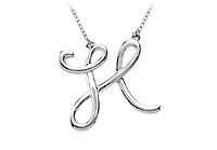 14K White Gold Letter H Script Pendant
