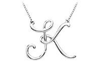 14K White Gold Letter K Script Pendant