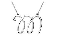14K White Gold Letter M Script Pendant