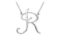 14K White Gold Letter R Script Pendant
