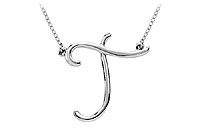 14K White Gold Letter T Script Pendant