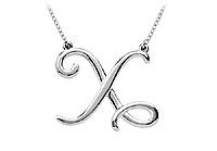 14K White Gold Letter X Script Pendant