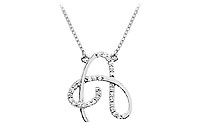 Diamond Letter A Script Initial Pendant : 14K White Gold - 0.15 CT Diamonds