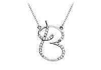 Diamond Letter B Script Initial Pendant : 14K White Gold - 0.15 CT Diamonds