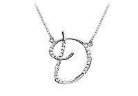 Diamond Letter D Script Initial Pendant : 14K White Gold - 0.15 CT Diamonds