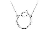 Diamond Letter O Script Initial Pendant : 14K White Gold - 0.10 CT Diamonds