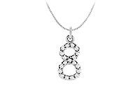Diamond Numeric 8 Charm Pendant : 14K White Gold - 0.08 CT Diamonds