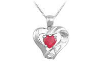 Ruby and Diamond Pendant : 14K White Gold - 0.66 CT TGW