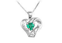 Emerald and Diamond Pendant : 14K White Gold - 0.50 CT TGW