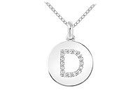 Diamond Disc Initial D Pendant : 14K White Gold - 0.15 CT Diamonds