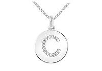 Diamond Disc Initial C Pendant : 14K White Gold - 0.15 CT Diamonds