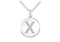 Diamond Disc Initial X Pendant : 14K White Gold - 0.15 CT Diamonds