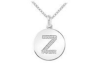 Diamond Disc Initial Z Pendant : 14K White Gold - 0.15 CT Diamonds
