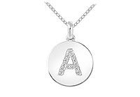 Diamond Disc Initial A Pendant : 14K White Gold - 0.15 CT Diamonds