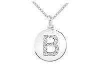 Diamond Disc Initial B Pendant : 14K White Gold - 0.20 CT Diamonds