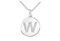 Diamond Disc Initial W Pendant : 14K White Gold - 0.20 CT Diamonds
