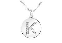 Diamond Disc Initial K Pendant : 14K White Gold - 0.15 CT Diamonds