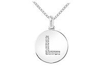 Diamond Disc Initial L Pendant : 14K White Gold - 0.10 CT Diamonds