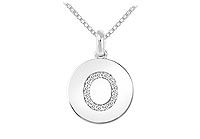 Diamond Disc Initial O Pendant : 14K White Gold - 0.15 CT Diamonds