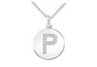 Diamond Disc Initial P Pendant : 14K White Gold - 0.15 CT Diamonds