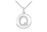 Diamond Disc Initial Q Pendant : 14K White Gold - 0.20 CT Diamonds