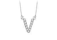Petite Baby Charm Diamond V Initial Pendant : 14K White Gold - 0.20 CT Diamonds