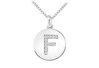 Diamond Disc Initial F Pendant : 14K White Gold - 0.10 CT Diamonds