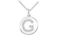 Diamond Disc Initial G Pendant : 14K White Gold - 0.15 CT Diamonds