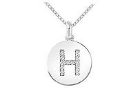 Diamond Disc Initial H Pendant : 14K White Gold - 0.15 CT Diamonds