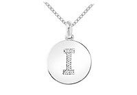 Diamond Disc Initial I Pendant : 14K White Gold - 0.10 CT Diamonds