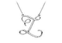 Diamond Letter Z Script Initial Pendant : 14K White Gold - 0.15 CT Diamonds
