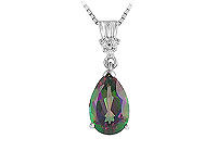 Mystic Topaz and Diamond Pendant : 14K White Gold - 2.00 CT TGW