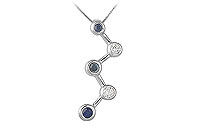 Blue Sapphire and Diamond Pendant : 14K White Gold - 0.50 CT TGW