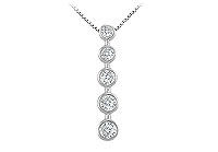Bezel Diamond Journey Pendant : 14K White Gold - 1.00 CT Diamonds