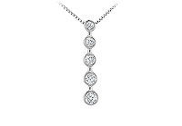 Bezel Diamond Journey Pendant : 14K White Gold - 0.50 CT Diamonds