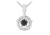 Black and White Diamond Circle Pendant : 14K White Gold - 0.50 CT Diamonds