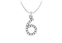 Diamond Numeric 6 Charm Pendant : 14K White Gold - 0.07 CT Diamonds