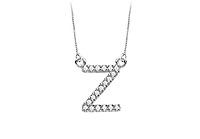 Petite Baby Charm Diamond Z Initial Pendant : 14K White Gold - 0.20 CT Diamonds