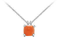 Orange Chalcedony Pendant : 14K White Gold - 5.00 CT TGW