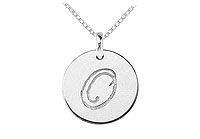 14K White Gold Plain Letter O Script Disc Initial Pendant