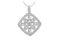 Diamond Floral Pendant : 14K White Gold - 1.00 CT Diamonds