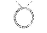 Diamond Circle Pendant : 14K White Gold - 0.50 CT Diamonds