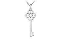 14K White Gold Key Pendant