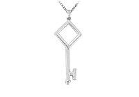 14K White Gold Key Pendant