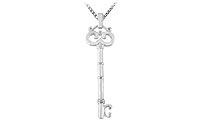 14K White Gold Key Pendant